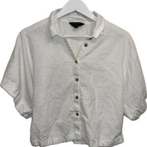 Banana Republic Classic White Button Down Shirt Linen Blend